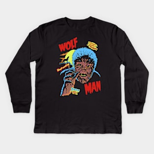 wolf man vintage movie Kids Long Sleeve T-Shirt